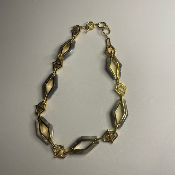 nOir Fashion Jewelry Geometric Gold and Gray Necklace - Picture 4 of 5